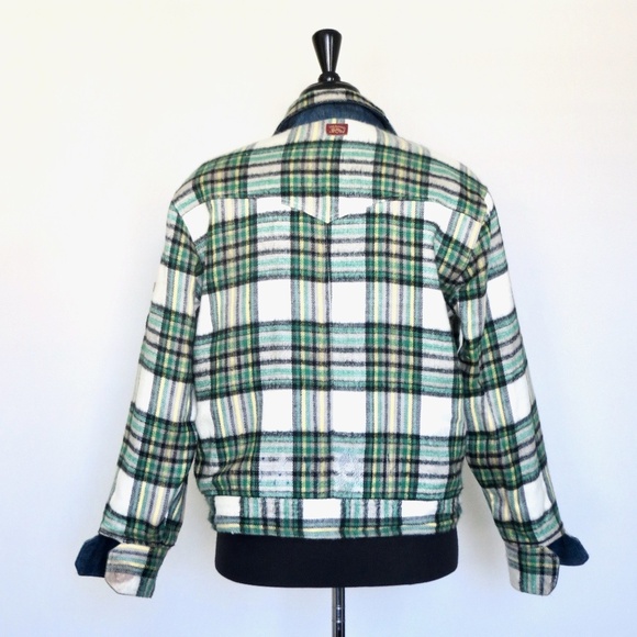 Men's Quiksilver Reversible Flannel Denim Jacket Blue Green SZ Medium - Picture 5 of 9